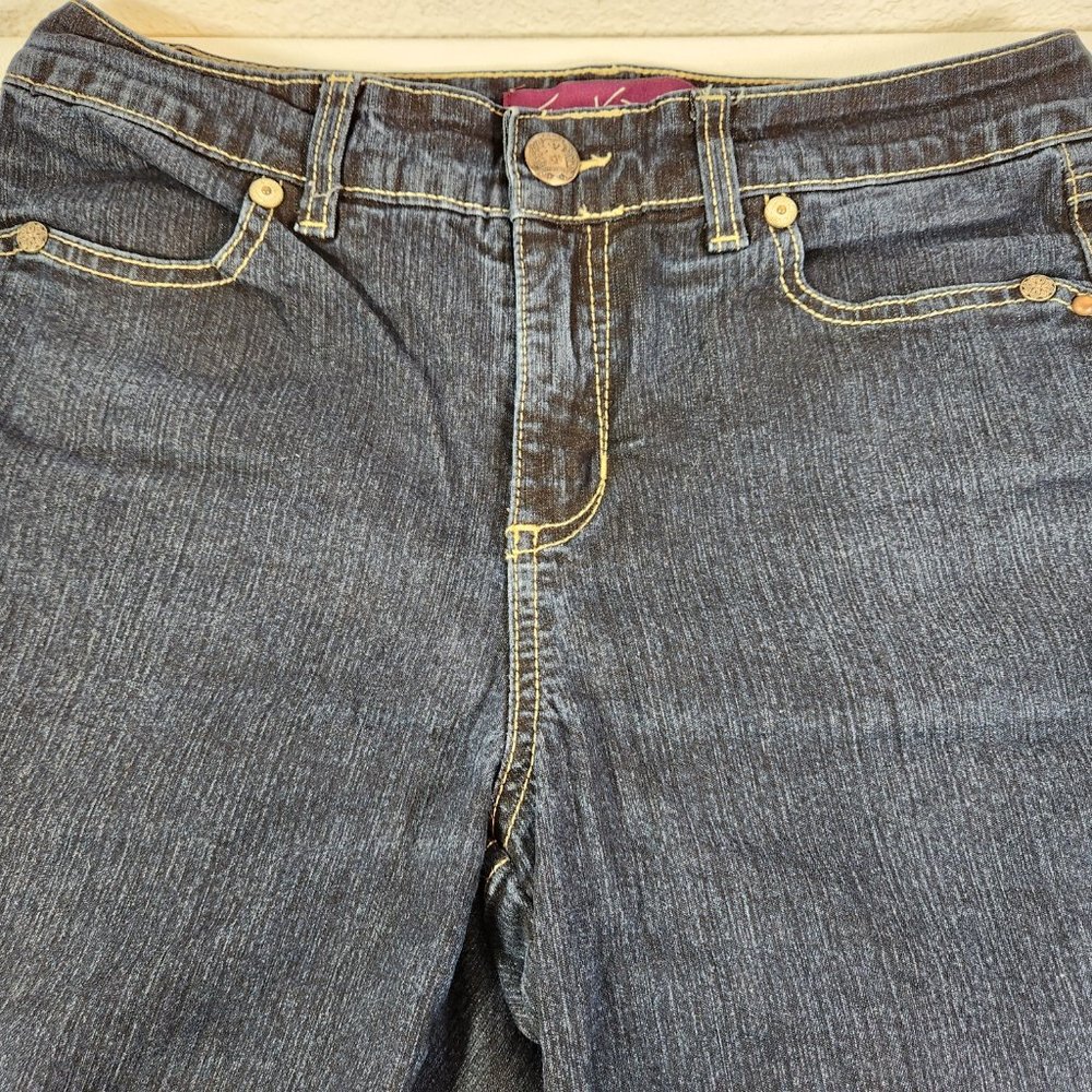 Gloria Vanderbilt Stretch Jeans Size 6 Blue Cropped Leg Embelished Pockets - Picture 4 of 13